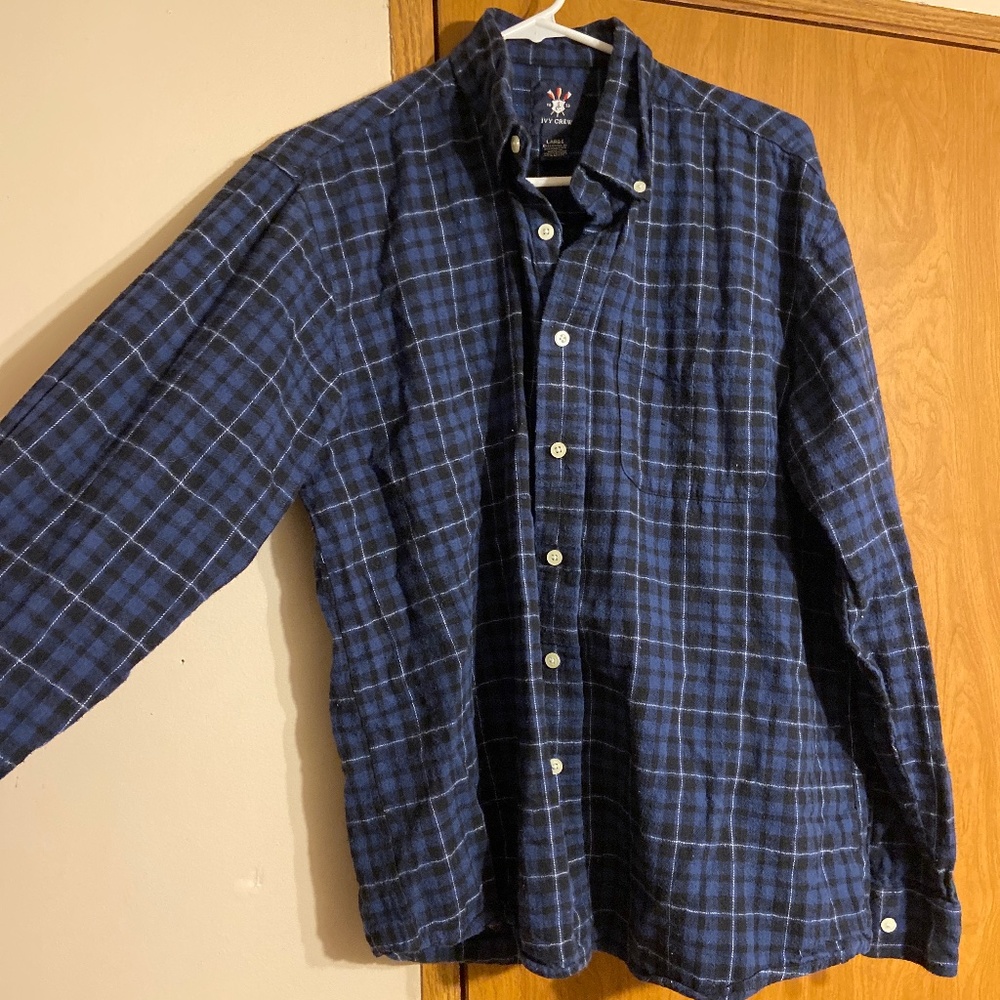 Blue Black and White Large Flannel